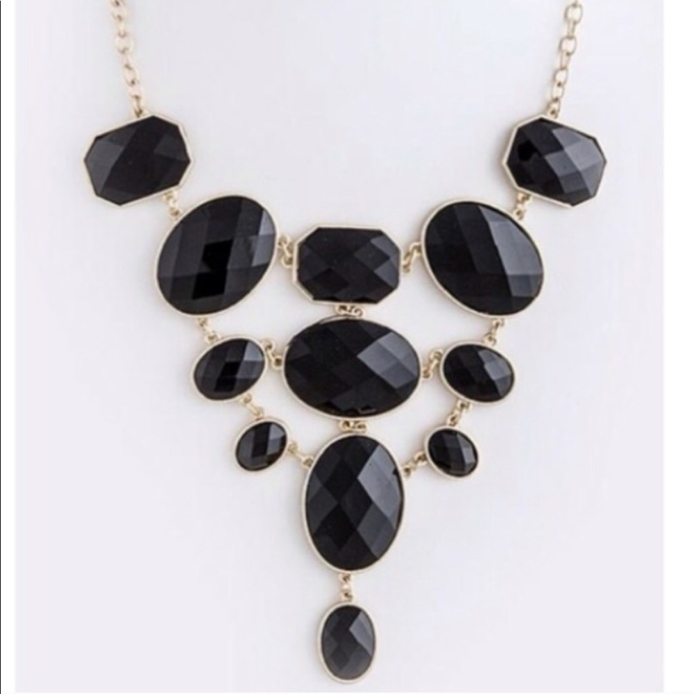 Black Stone Statement Necklace